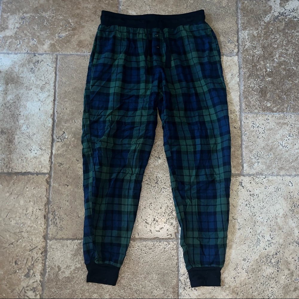target cute green blue and black plaid pj pants/joggers size XS